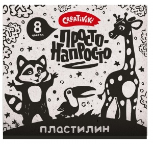 Пластилин 8 цветов Creativiki "Просто-Напросто", 96г, без стека, 3+