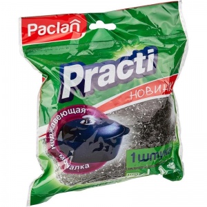 Мочалка металлическая Paclan Practi (95x95x40мм) круглая большая, 30шт. (408260)