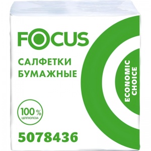 Салфетки бумажные 20х24см, 1-слойные Focus, белые, 100шт.