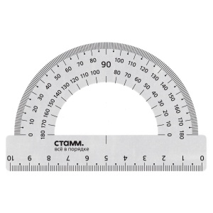 Транспортир 10см, 180° Стамм, металлический (ТР-31662), 100шт.